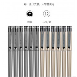 得力（deli）S96 简约子弹头中性笔 0.7mm高档商务男士粗笔杆签字笔 学生考试专用水性笔芯 黑色 12支/盒 